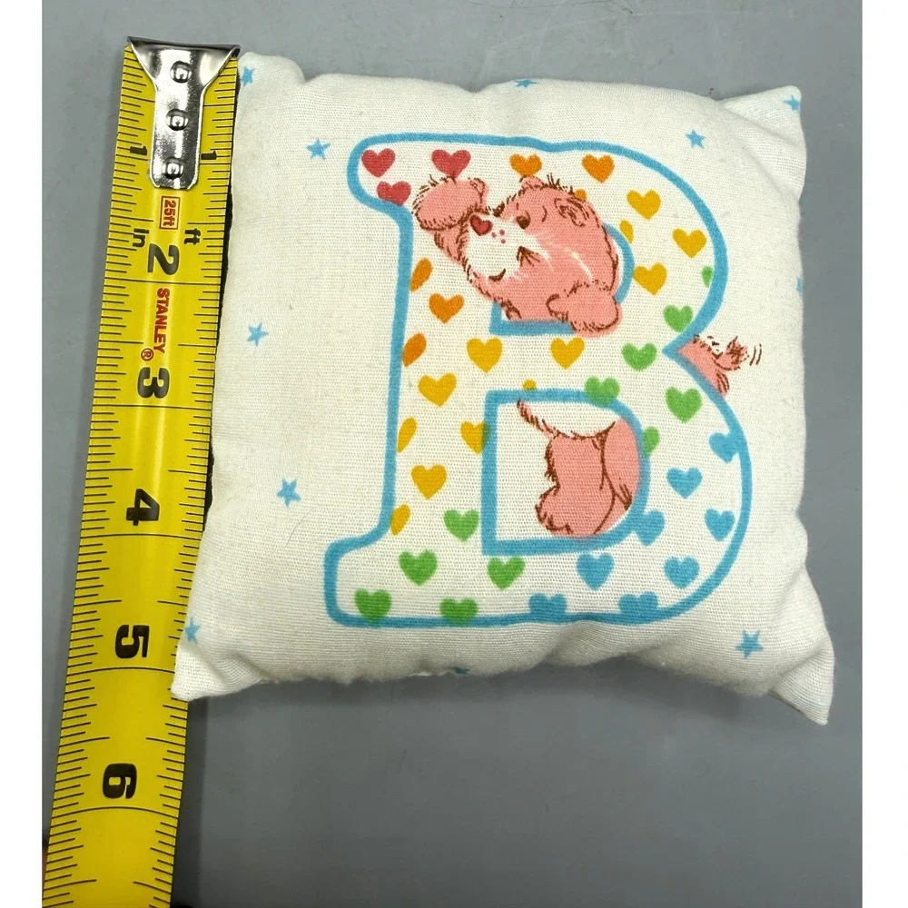 Vintage Care Bears Love-a-Lot Bear Letter B Mini Accent Pillow White 5.5